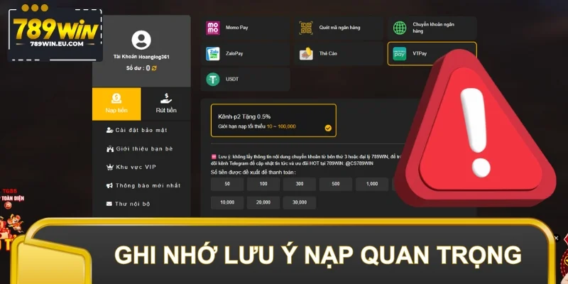 Ghi nhớ các lưu ý nạp quan trọng
